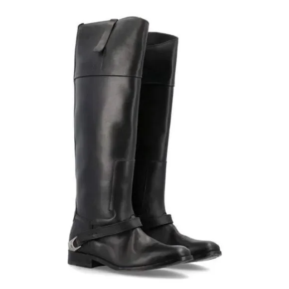 GOLDEN GOOSE Charlie Knee-High Leather Bootstrap Size EU 37 US 7 NWOB READ - Picture 2 of 11